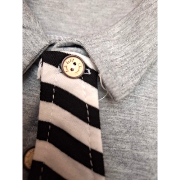 RZHTZ Gray Button Necktie Long Sleeve Collared Shirt Toddler Boys Size 2/2T - Picture 6 of 10